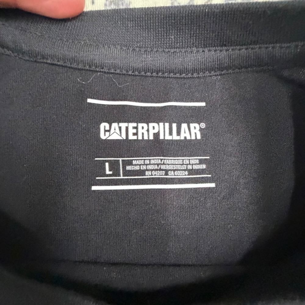 Caterpillar Mens Lets Do The Work Graphic T-Shirt Black Short Sleeve CAT Tee - Picture 9 of 10